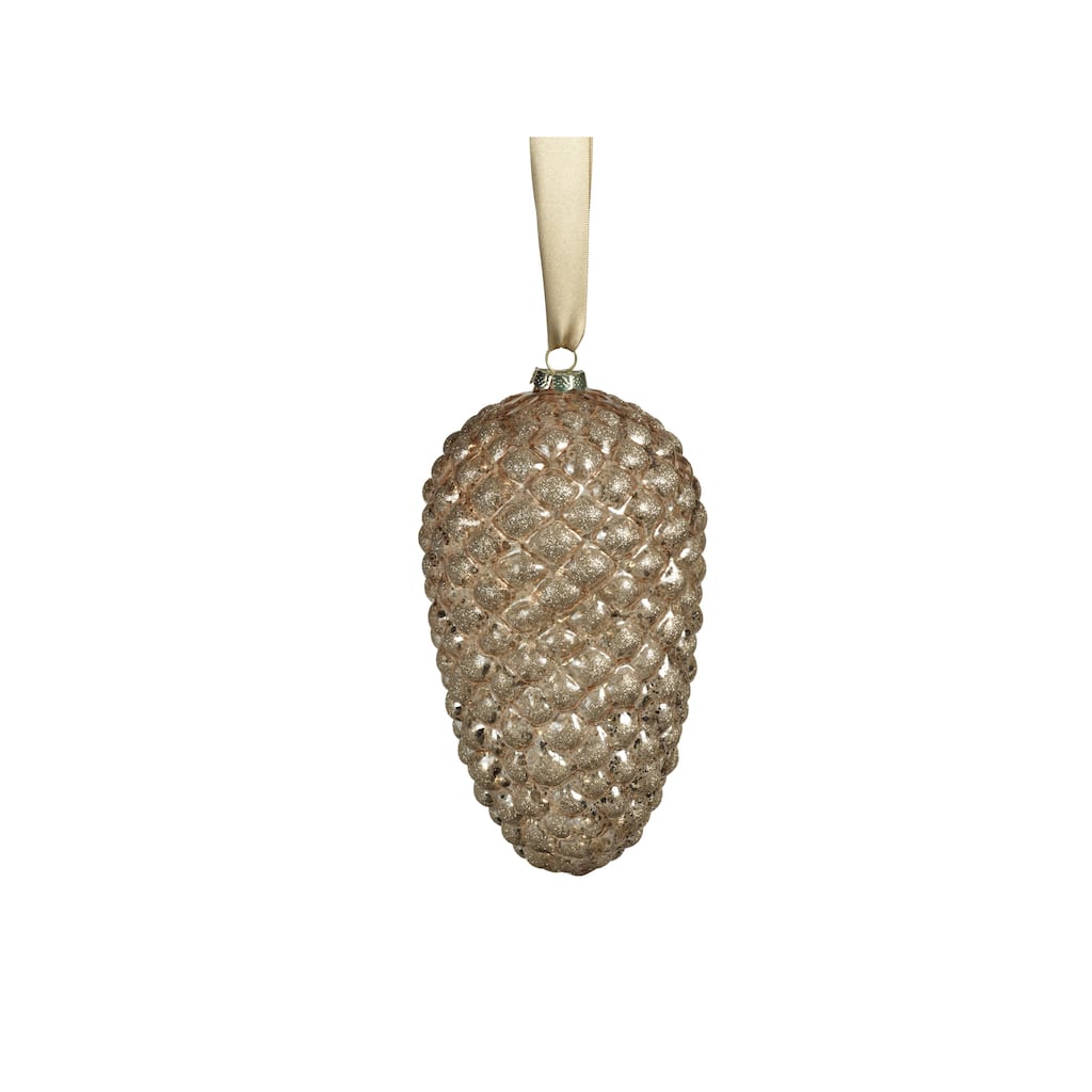 Alamo 9.5" Long Glass Pine Cone Hanging Ornaments, Set of 4