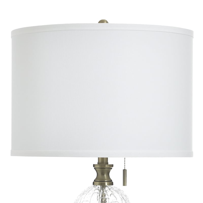 StyleCraft Glass Table Lamp - Subal Gold - White Fabric
