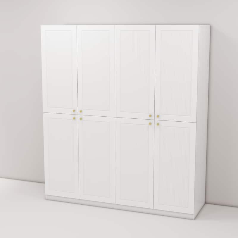 Modern White 63" Wide 4-Door Closet System