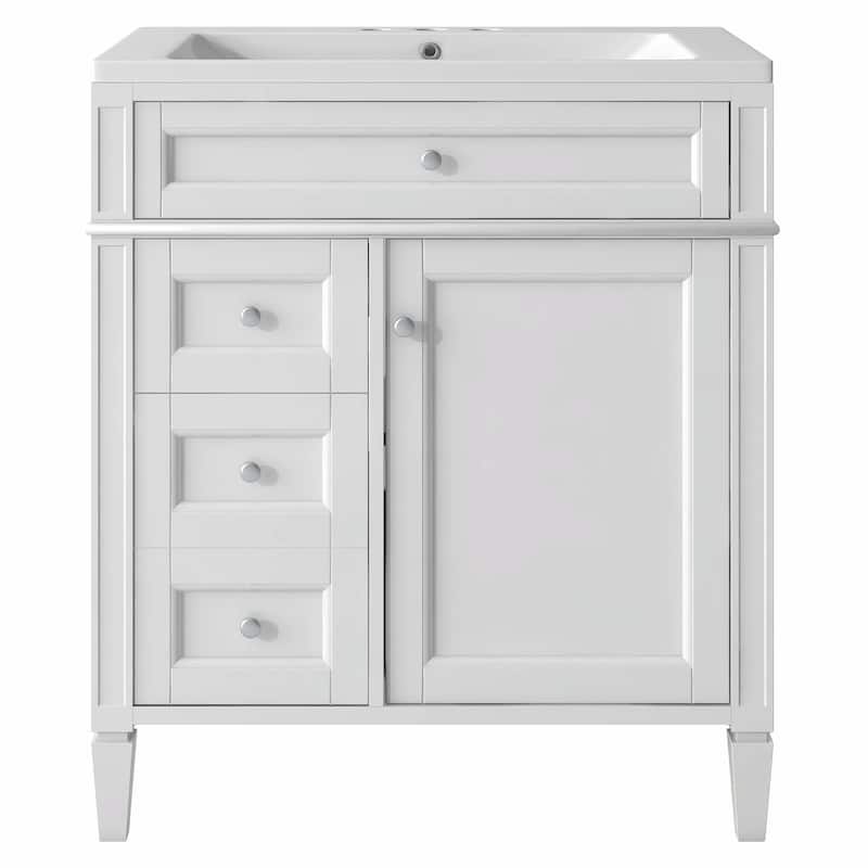 30'' Modern Bathroom Vanity with Top Sink, 2 Drawers and Tip-out Drawer
