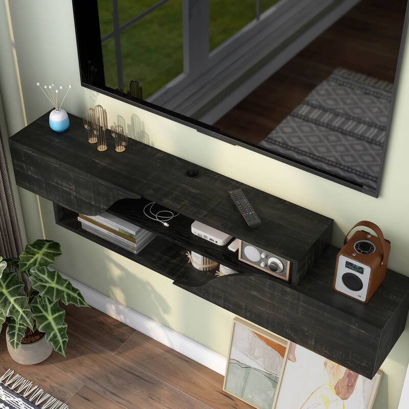 DH BASIC Transitional 59-inch 2-Shelf Floating TV Stand by Denhour