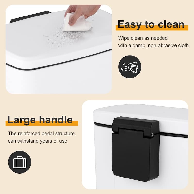 Innovaze 1.3 Gal./5 Liter Rectangular Step-on Trash Can for Bathroom and Office