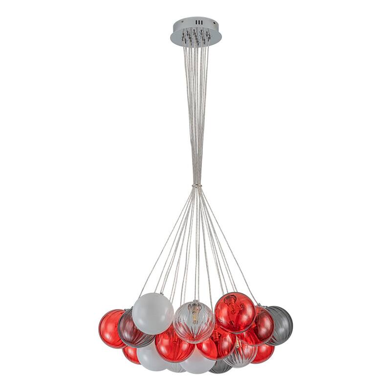 23.6''W Chrome Modern Hand Blown Colored Glass Balls Chandelier