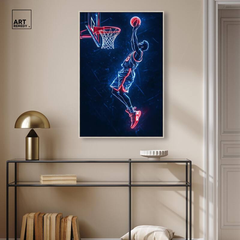 Shoot Some Hoops Neon Canvas by Art Remedy