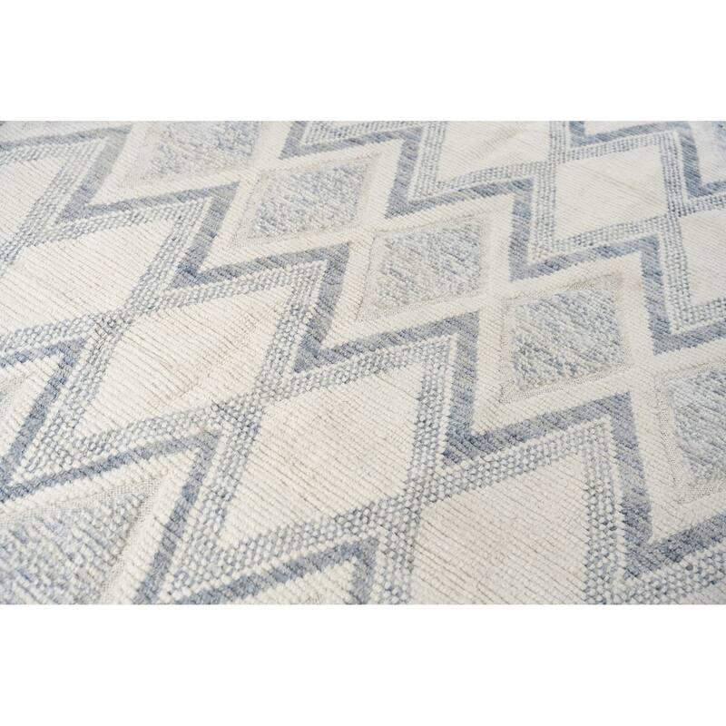 Home Decor Ivory Hand-Knotted Wool Contemporary Geometric Marrakech Handspun Area RugTimeless Elegance for Living Room, Bedroom,