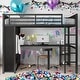 preview thumbnail 24 of 30, Black Twin XL/ Full XL/ Queen Loft Bed with Wardrobe,Kids Bed with Workstation and Storage for Bedroom