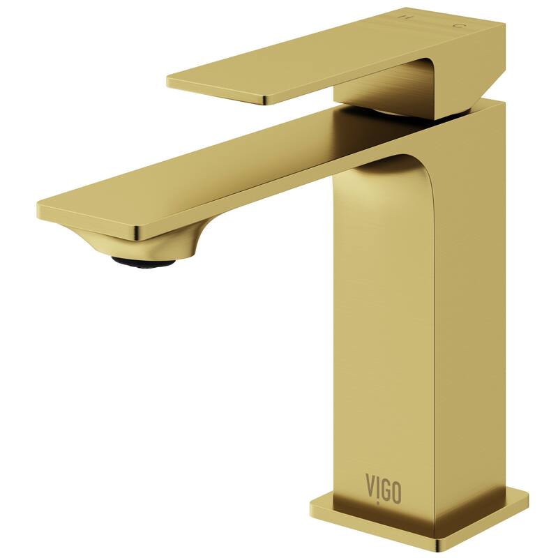 VIGO Dunn 6" H Single Handle Single Hole Bathroom Faucet - Without Extras - Matte Brushed Gold