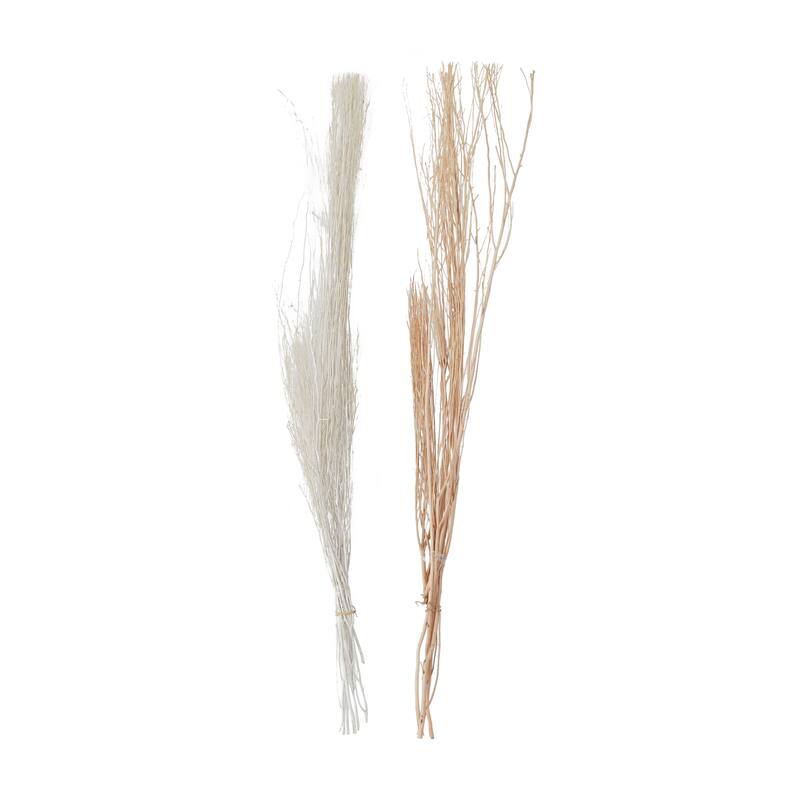 Multi colored, White Brown or Light Brown Dried Plant Pigeon pea Natural Foliage (Set of 2)