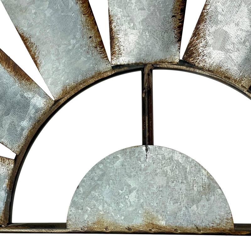 Zeckos 35 Inch Metal Half-Windmill Wall Sculpture Farmhouse Decoration