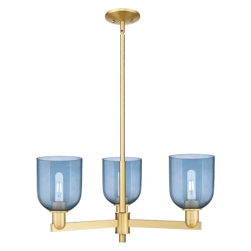 Innovations Lighting Endless Possibilities Arcadia - Bella - 3 Light 27" Stem Hung Chandelier - Blue/Satin Gold