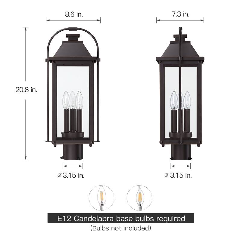 Brits 3-Light Outdoor Pier Mount Light Lantern Head