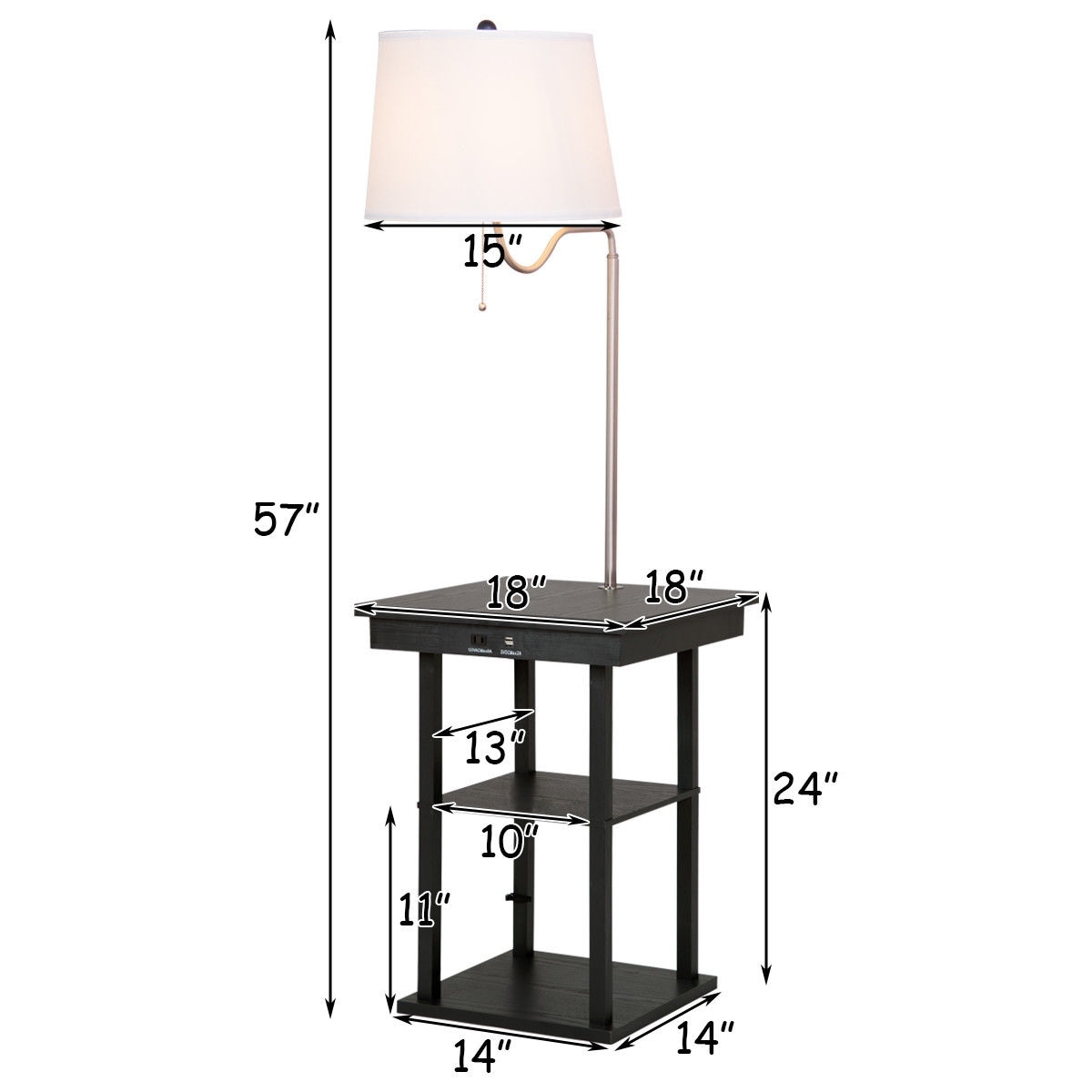 end table with light attached