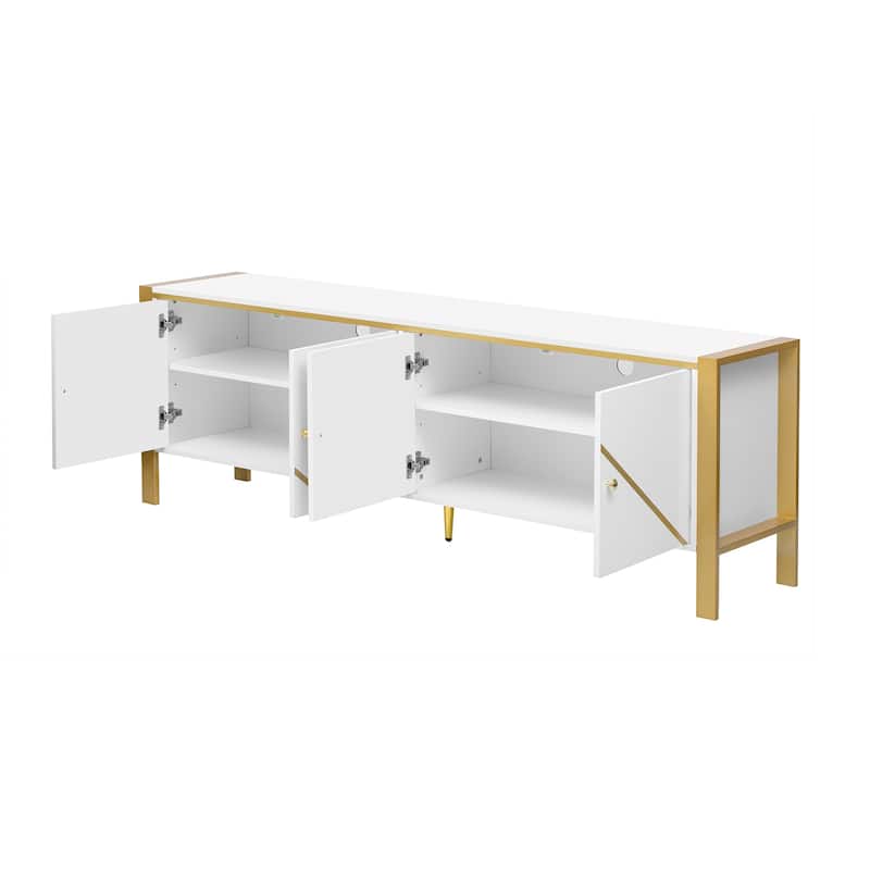 50.7" Luxury TV Stand with 2 Adjustable Shelf Cabinets and Metal Frame