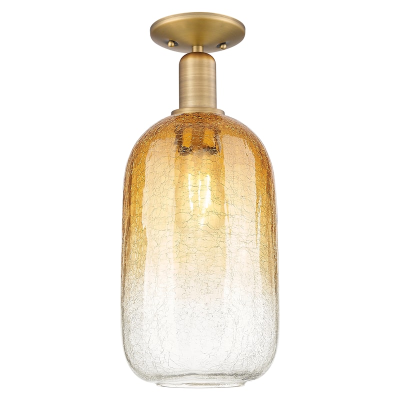 Innovations Lighting Downtown Urban - Brookhaven Cloche - 1 Light 7" Semi-Flush Mount Light - Brushed Brass/Amber Shade