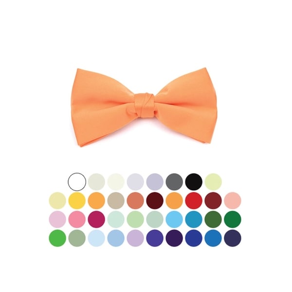 Young Boy's Pre-tied Clip On Bow Tie - Formal Tuxedo Solid Color - One size
