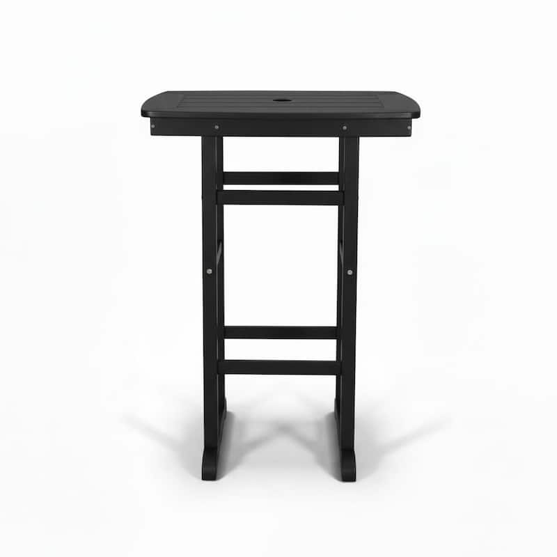 3-Piece HDPE Bar-Height Patio Bistro Set, 42.1" Square High Top Pub Table + 2 Bar Chairs, All-Weather Outdoor Dining Set