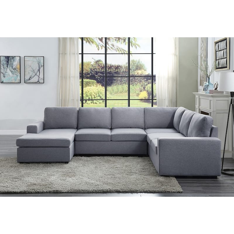 Linen Sectional Sofa with Reversible Chaise