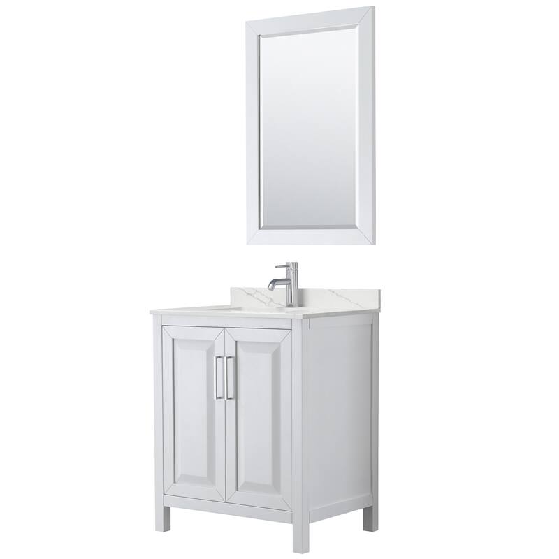Wyndham Collection WCV252530S-QTZ-UNSM24 Daria 30" Free Standing - White / Giotto Quartz Top / Polished Chrome