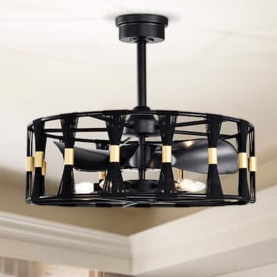 Helle 25 Inch Elegant Matte Black Fandelier with Remote