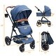 preview thumbnail 20 of 20, 2-in-1 Convertible Baby Stroller,Foldable Pushchair for Newborns with Reversible High Landscape Bassinet, Adjustable Canopy