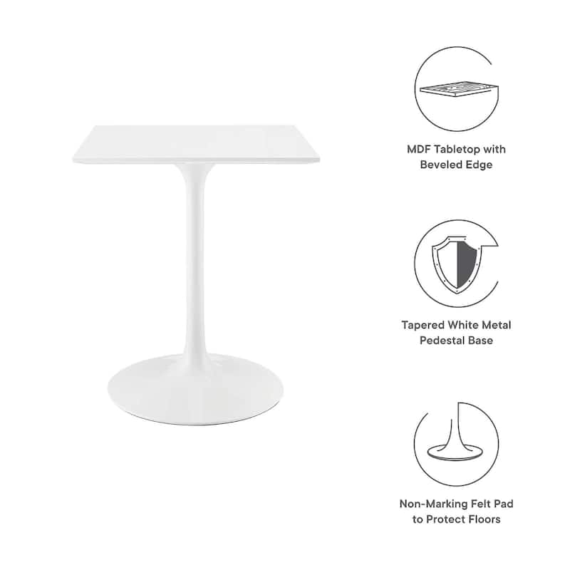Square Wood Top Dining Table - White