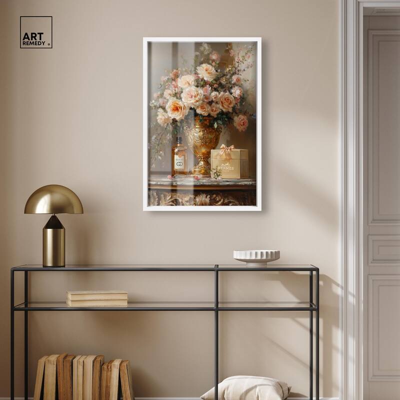 Classical Vase Tans and Floral Shadowbox by Art Remedy