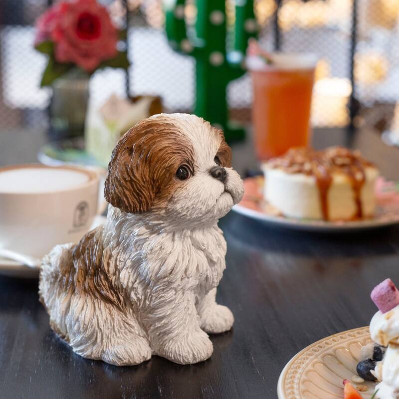 Sitting Shih Tzu Outdoor Garden Statue - 6" - Brown