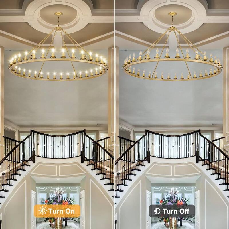Luxury Wheel Chandelier, 16-54 Lights Single or Double Layer Round Pendant Light