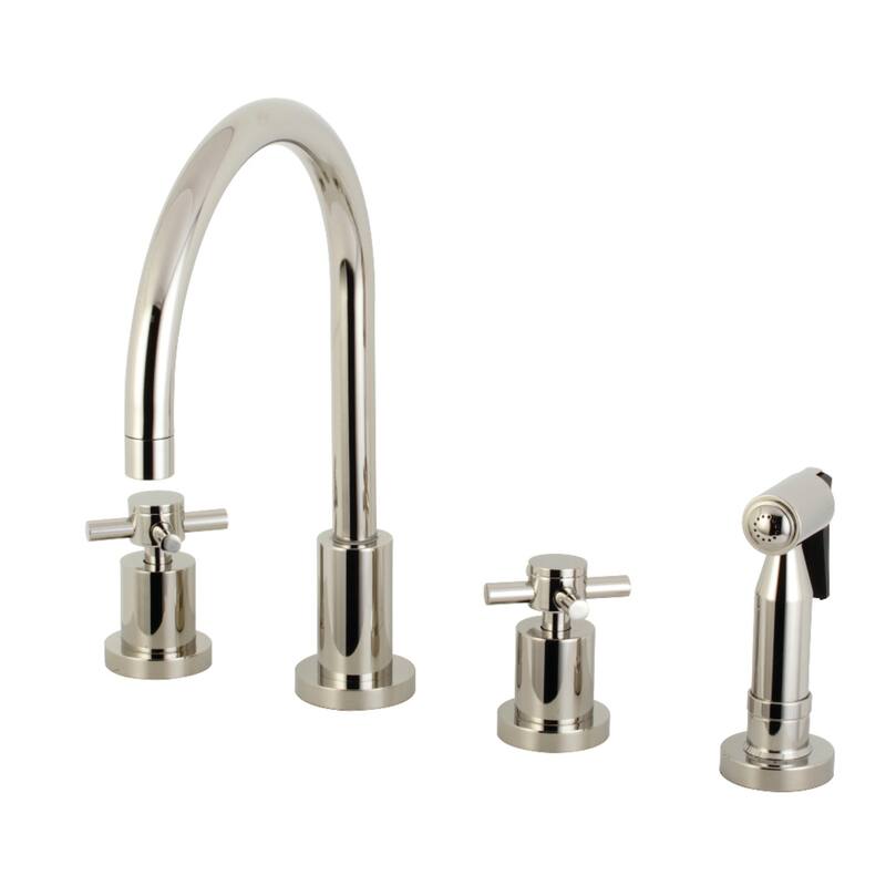Concord Deck Mount Widespread Kitchen Faucet with Brass Sprayer