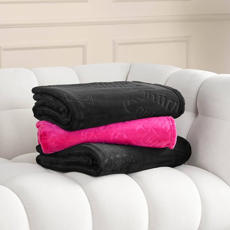 Juicy Couture Embossed Plush Throw Blanket