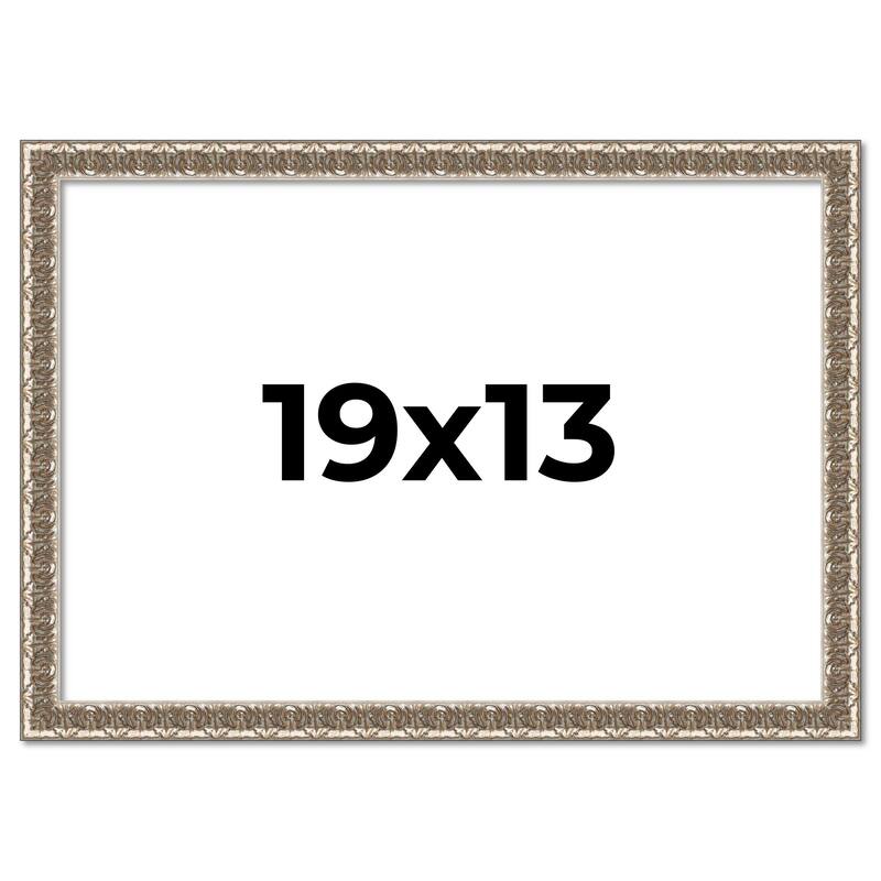19x13 Frame Silver Versailles Ornate Solid Wood Picture Frame | 1 Inch
