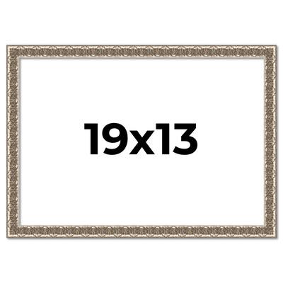 19x13 Frame Silver Versailles Ornate Solid Wood Picture Frame | 1 Inch