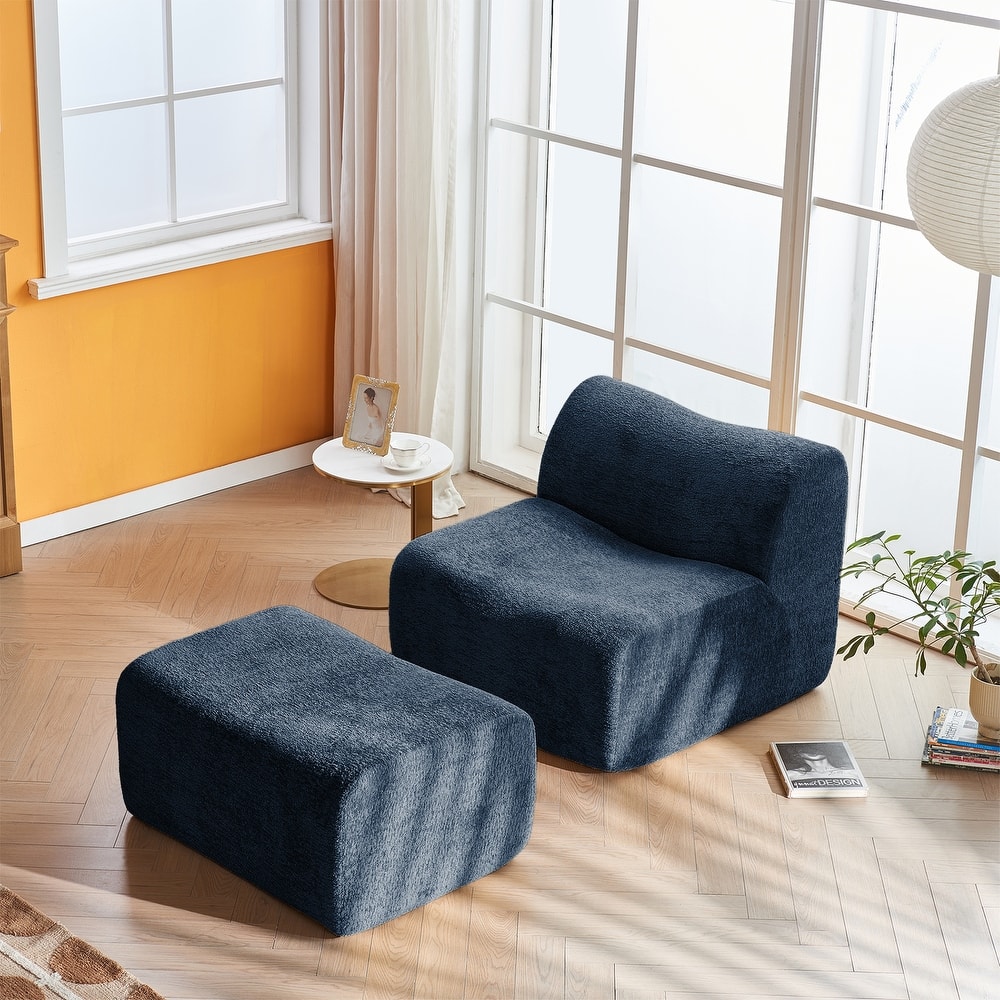 Comfortable and Space-Saving Single Foam Compression Sofa Chair with Footrest + Pillow