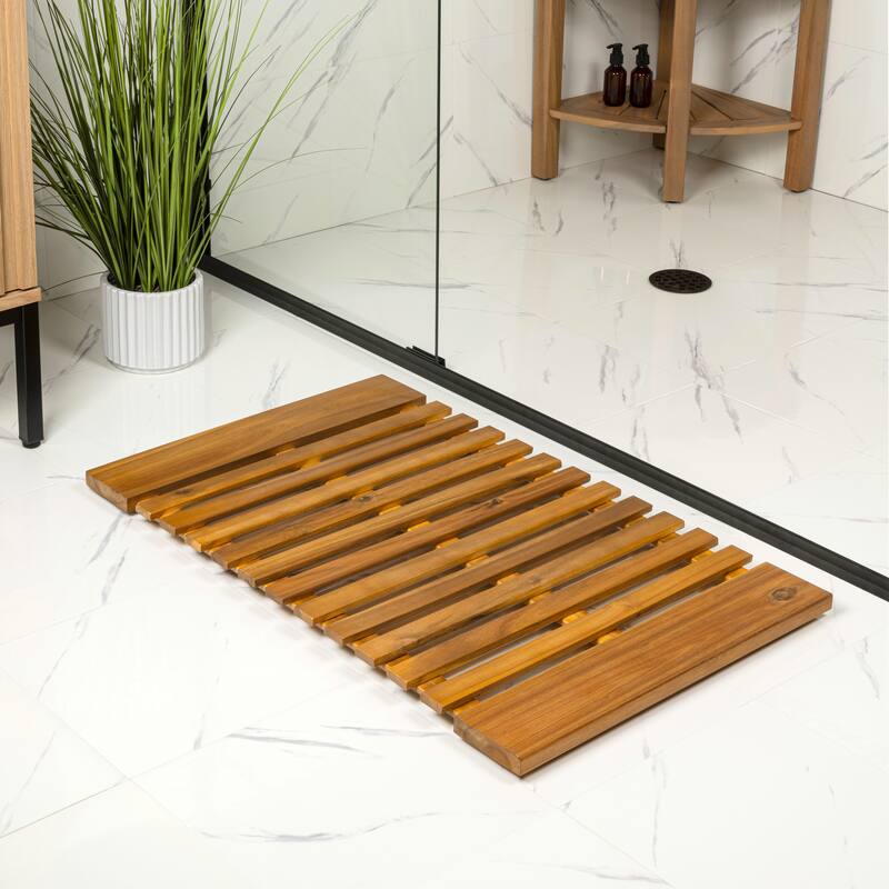 Paige Acacia Wood Slat Natural Indoor/Outdoor Shower Mat - Natural - 20" X 32"