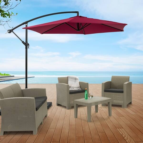 academy patio umbrellas Mosaic Round Patio 10 ft Cantilever Umbrella with EZ Lever