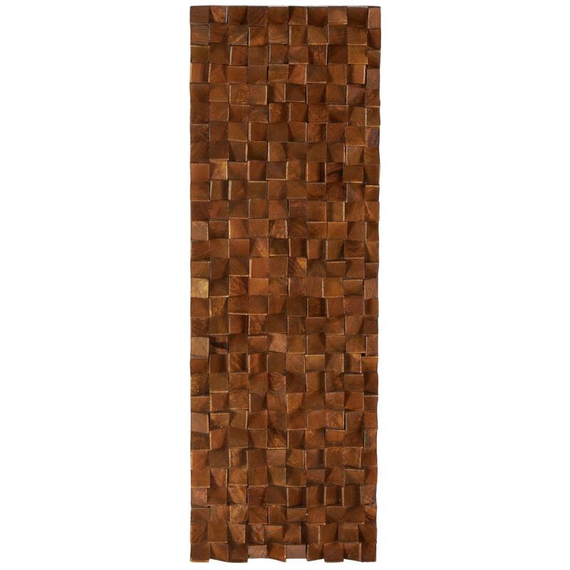 Brown Mango Wood Handmade 3D Cube Inspired Panel Geometric Home Wall Decor