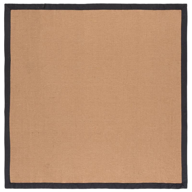 SAFAVIEH Handmade Natural Fiber Cati Flat Weave Jute Rug - 6' Square - Natural/Dark Grey