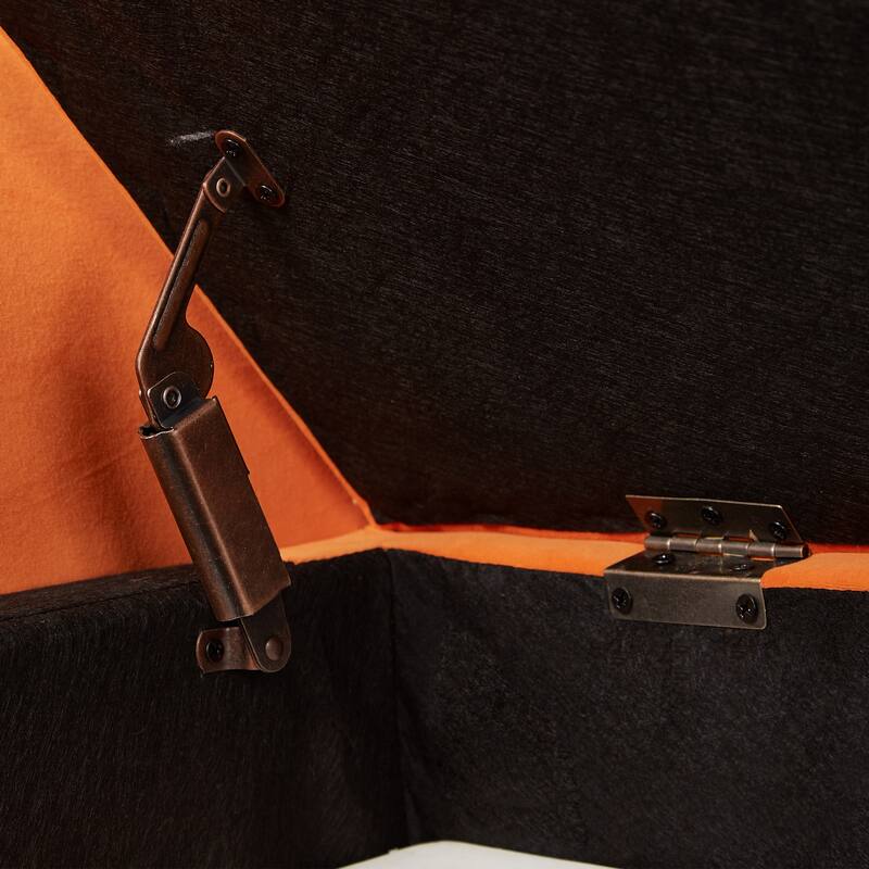 Ottoman Bench Leisure Bench with Solid Wood Legs and Armrests, Upholstered Flip End of Bed Bench with Safety Hinges