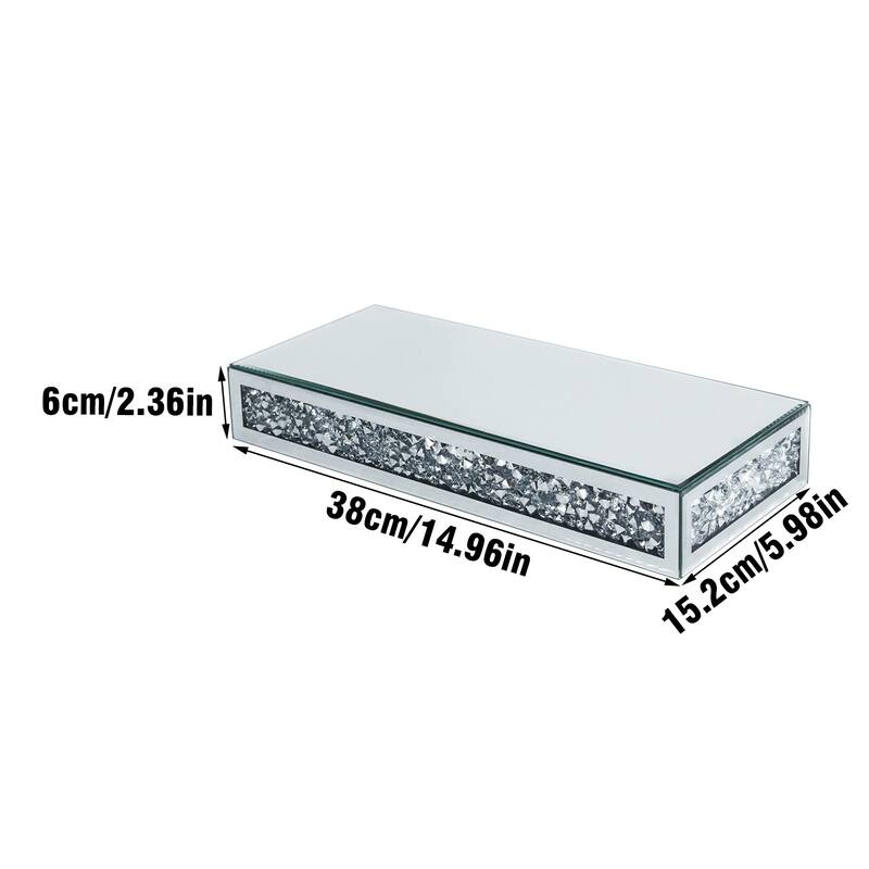 2 Pcs Crushed Diamond Display Shelves for Wall Stylish Floating Wall Shelf for Plants Mirrored Glass Floating Shelf