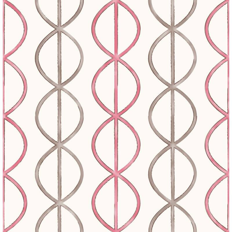 A-Street Prints Banning Stripe Pink Geometric Wallpaper