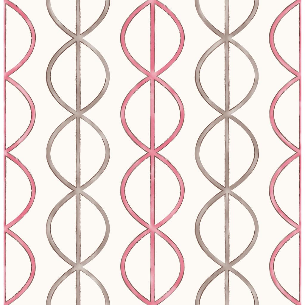A-Street Prints Banning Stripe Pink Geometric Wallpaper
