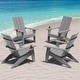 preview thumbnail 13 of 13, WINSOON All-Weather HIPS Outdoor Adirondack Chairs with Cup Holder (Set of 4) Grey
