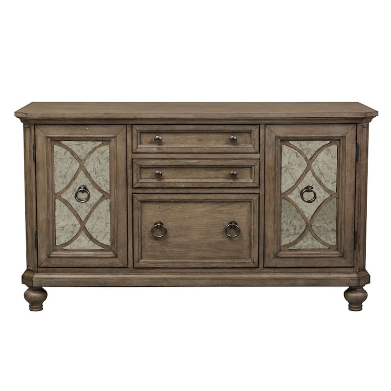 Copper Grove Simply Elegant White, Brown, & Heathered Taupe Credenza