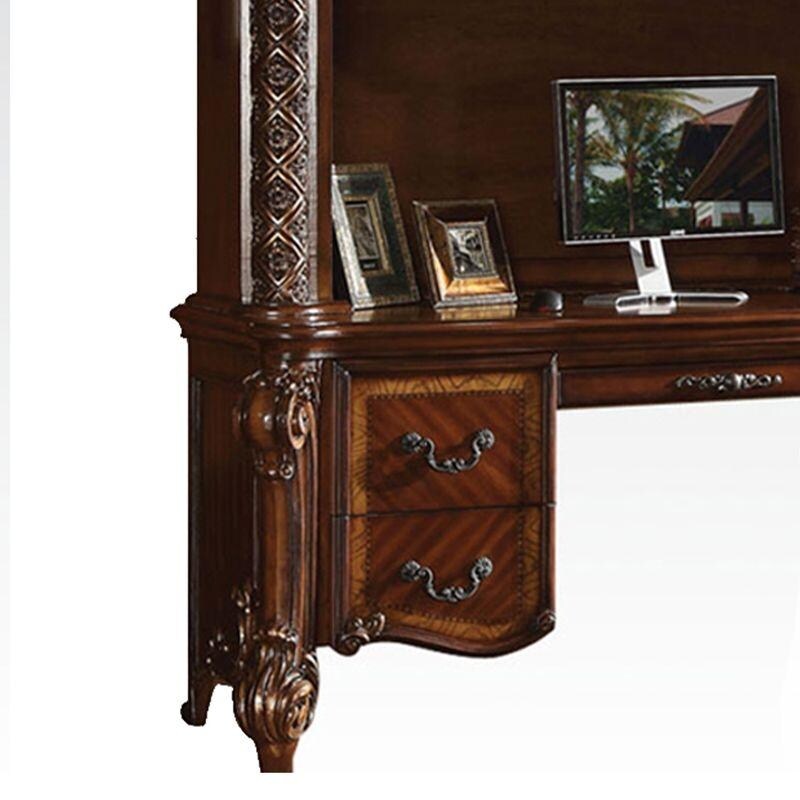 ACME Vendome Computer Desk & Hutch, Cherry (1Set/2Ctn) - Bed Bath