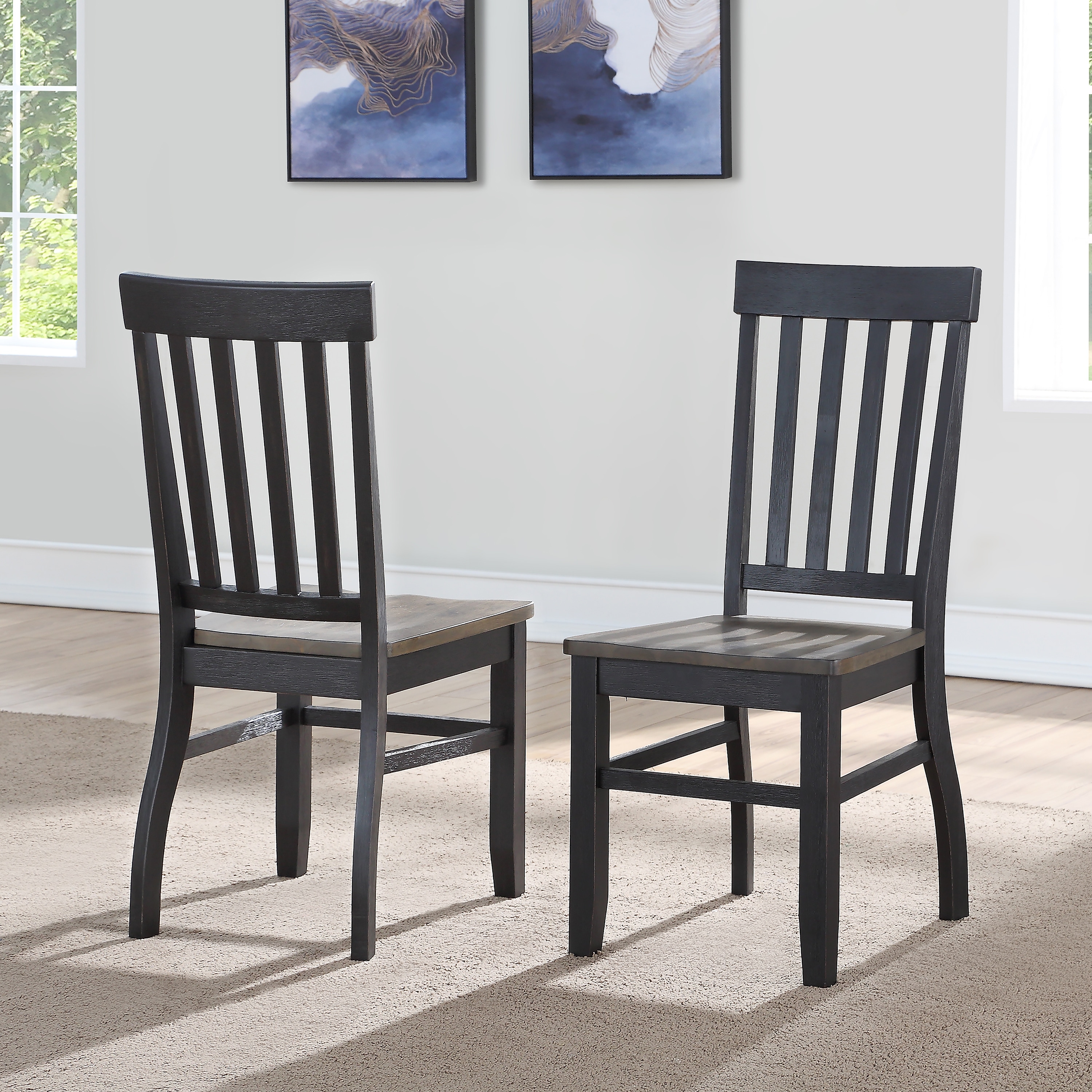 Steve Silver Ralston Two-Tone Ebony and Driftwood Dining Chair,Set of 2