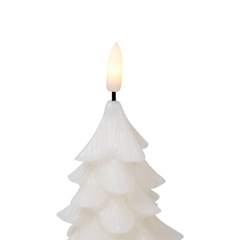 Flickering Flameless LED Christmas Tree Wax Candles - 7.25" - White - Set of 3