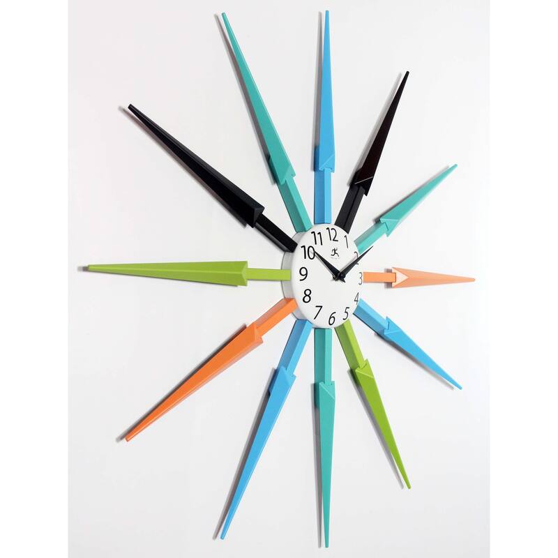 Celeste Starburst Mid-Century Modern Unique Large Wall Clock 24 inch by Infinity Instruments - 24.5 x 1.75 x 24.5