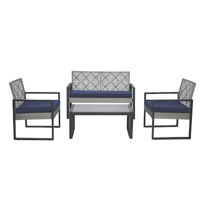 4-Piece Patio Furniture Set with Acacia Wood Table Top