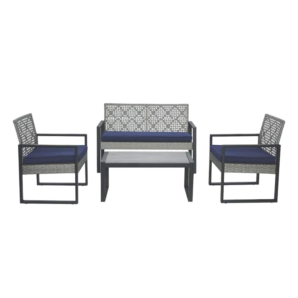4-Piece Patio Furniture Set with Acacia Wood Table Top