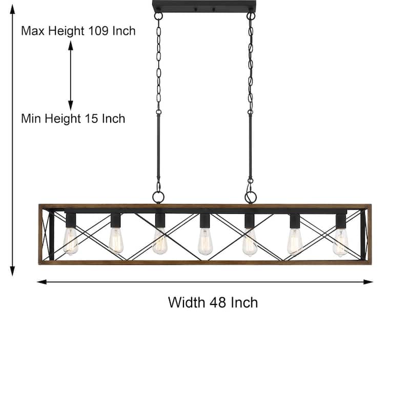 7-Light 48In Linear Modern Farmhouse Kitchen Chandelier - 48''